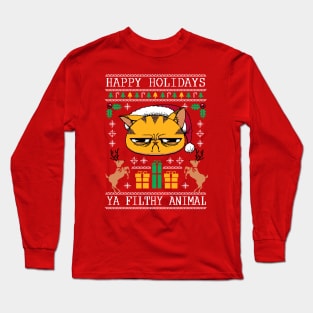 Ugly Holiday Sweater Cat Ugly Sweater by Tobe Fonseca Long Sleeve T-Shirt